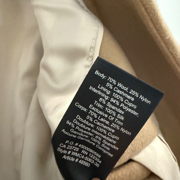 WILFRED Wool Cashmere Camel Cocoon Midi Coat - Picture 6 of 7